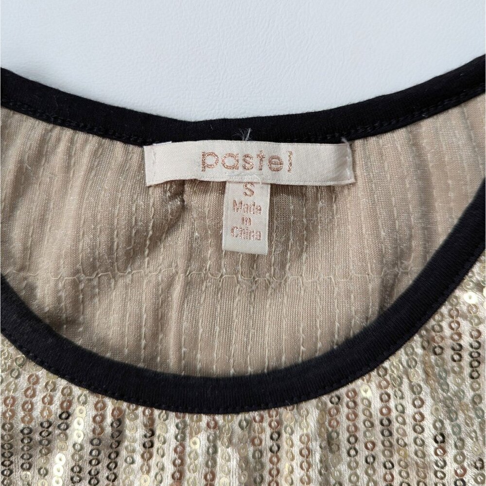 Vintage 80's Sequin Gold Top By Pastel Embellished Perfume Bottle Size S - Picture 3 of 9